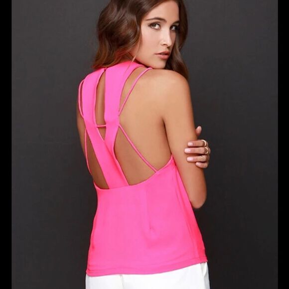 Lulus Hot Pink Strappy Back Tank Top XS - Picture 1 of 12